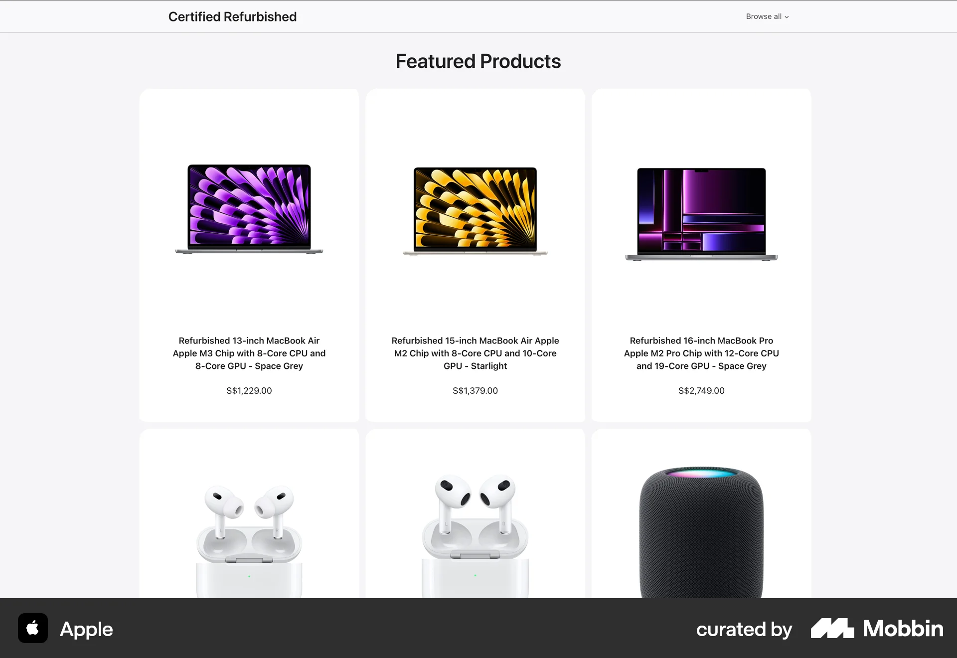 Apple Web Shop & Storefront screen