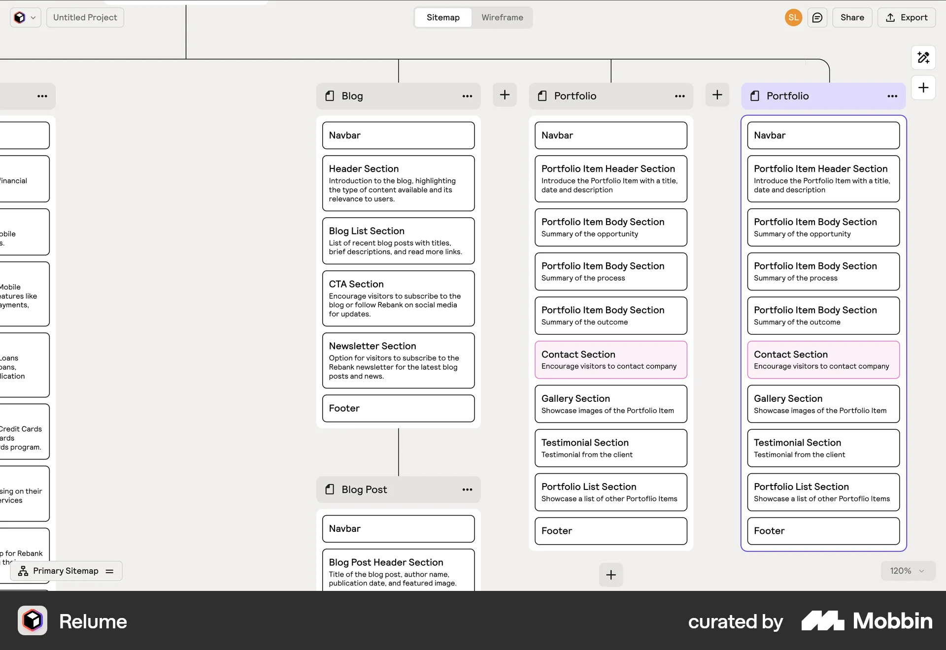 Relume Web Internal Tool screen
