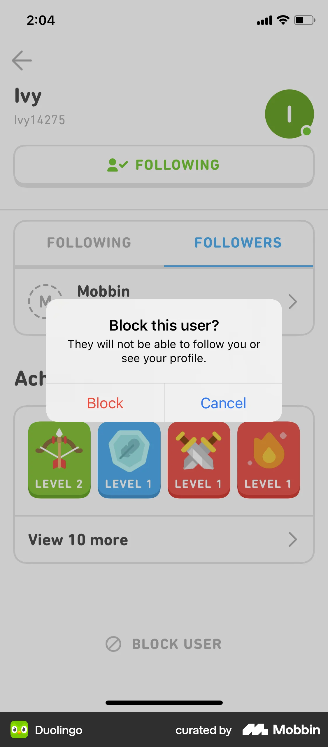 Duolingo iOS Ban & Block screen