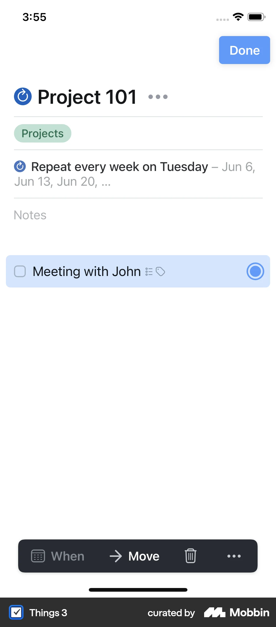 Things 3 iOS Move screen