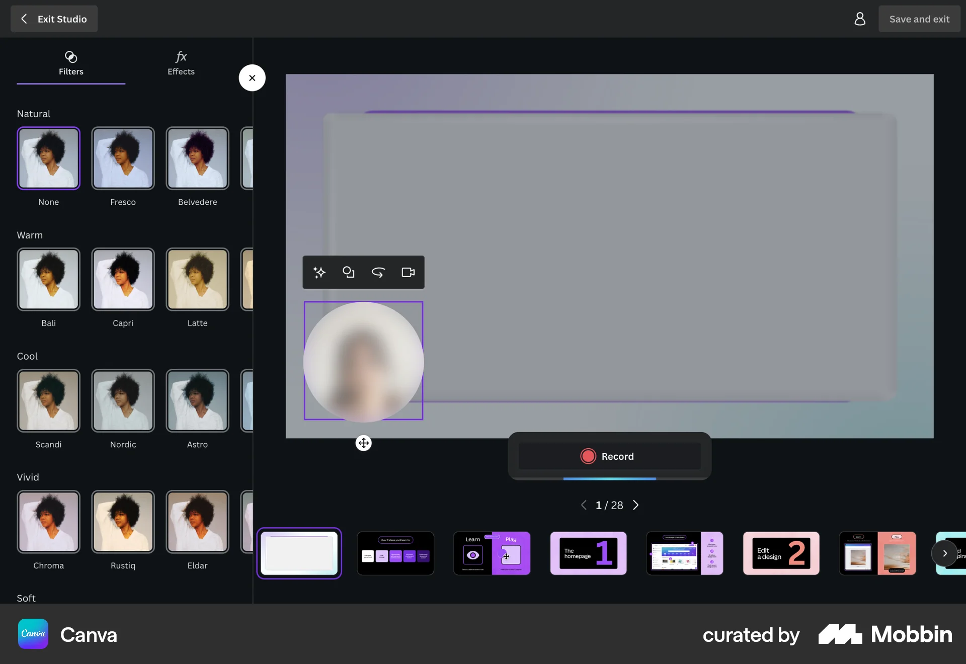 Canva Web Media Editor screen