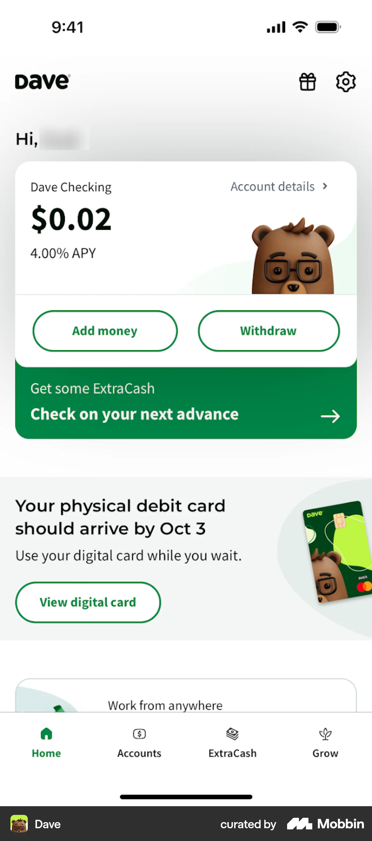 Dave iOS Home screen