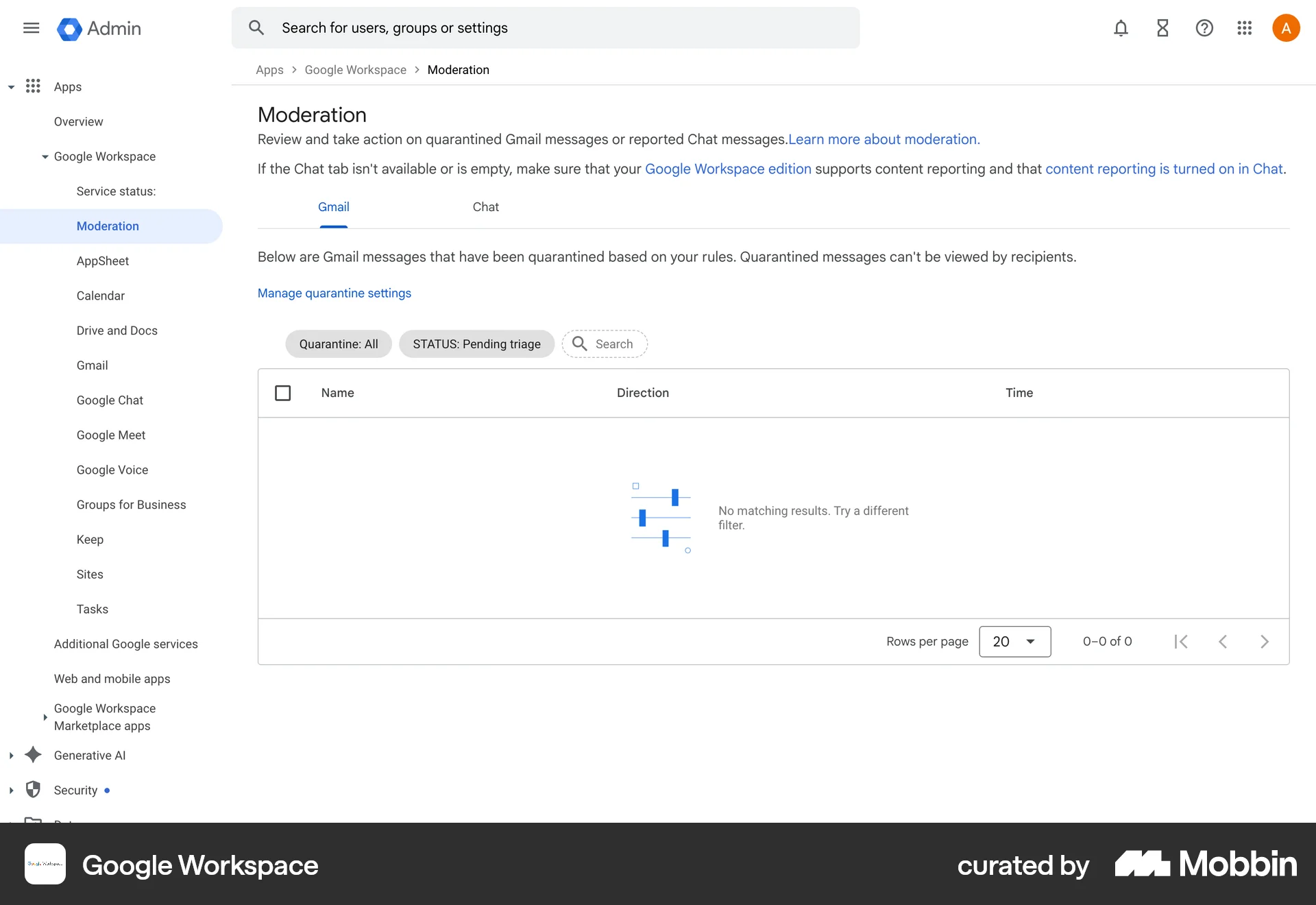Google Workspace Web screen containing Tab UI element