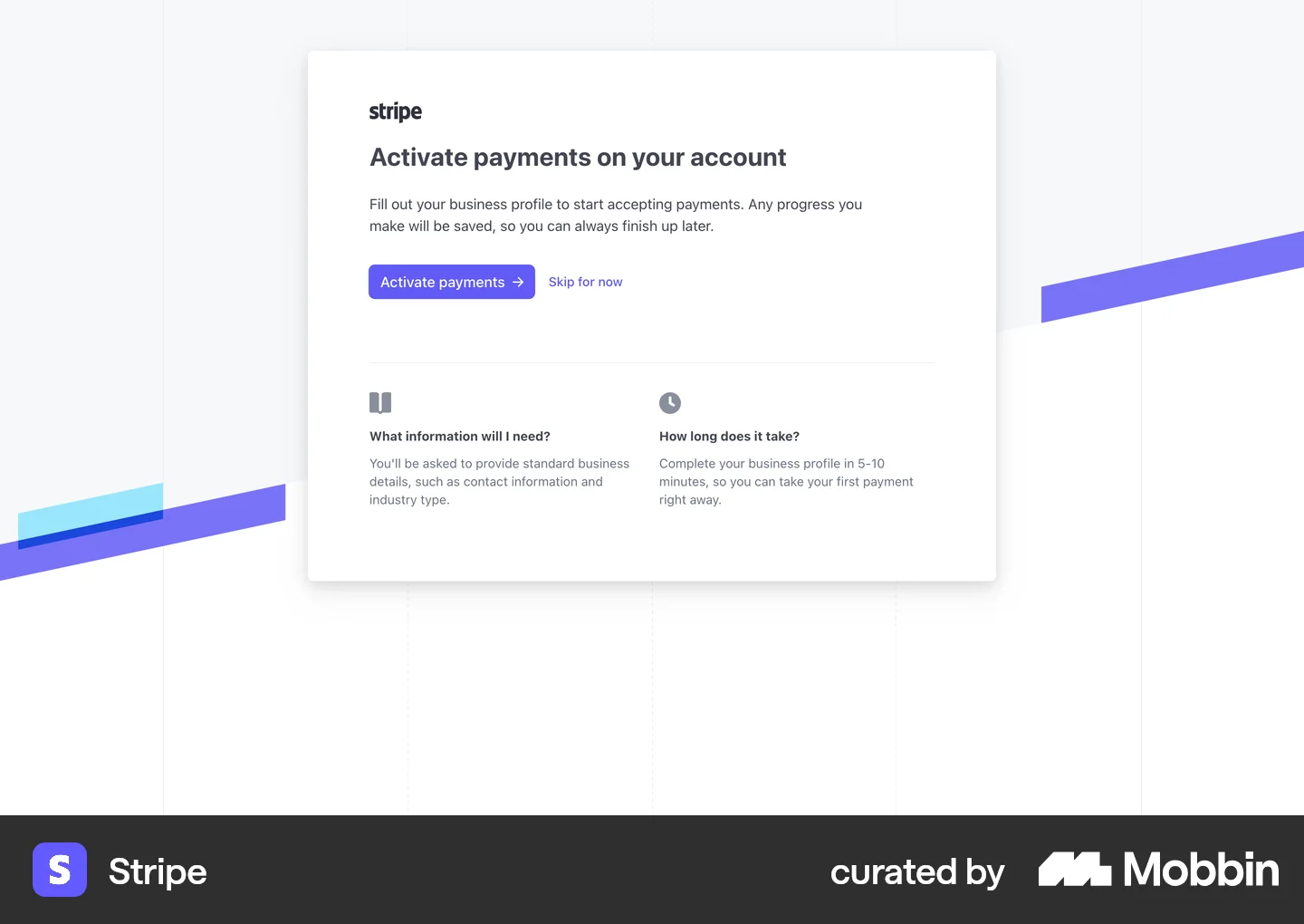 Stripe Web Stripe Web Onboarding Flow | Mobbin