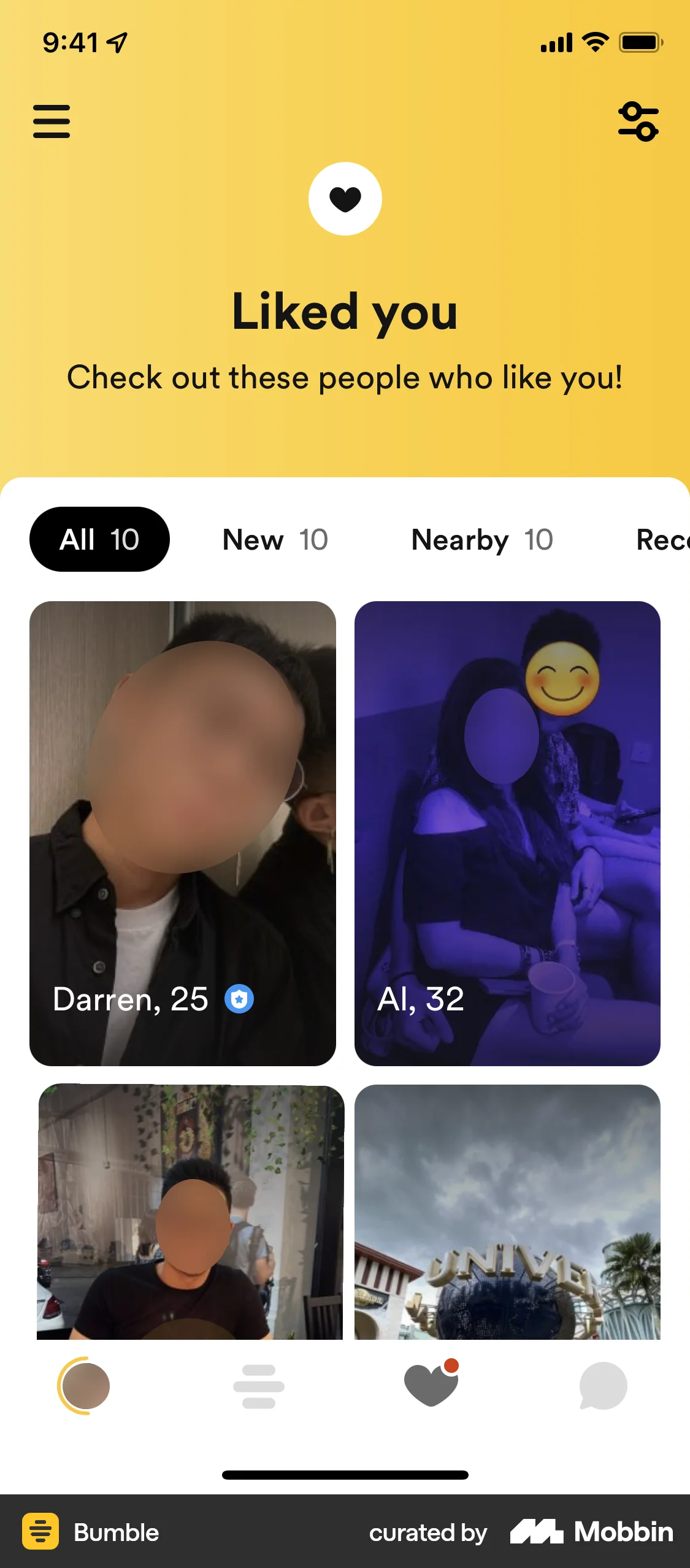 Bumble iOS screen containing Gallery UI element