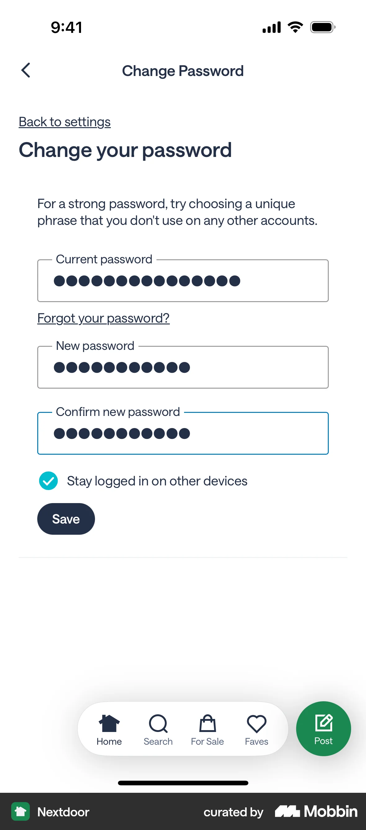 Nextdoor iOS Settings & Preferences screen