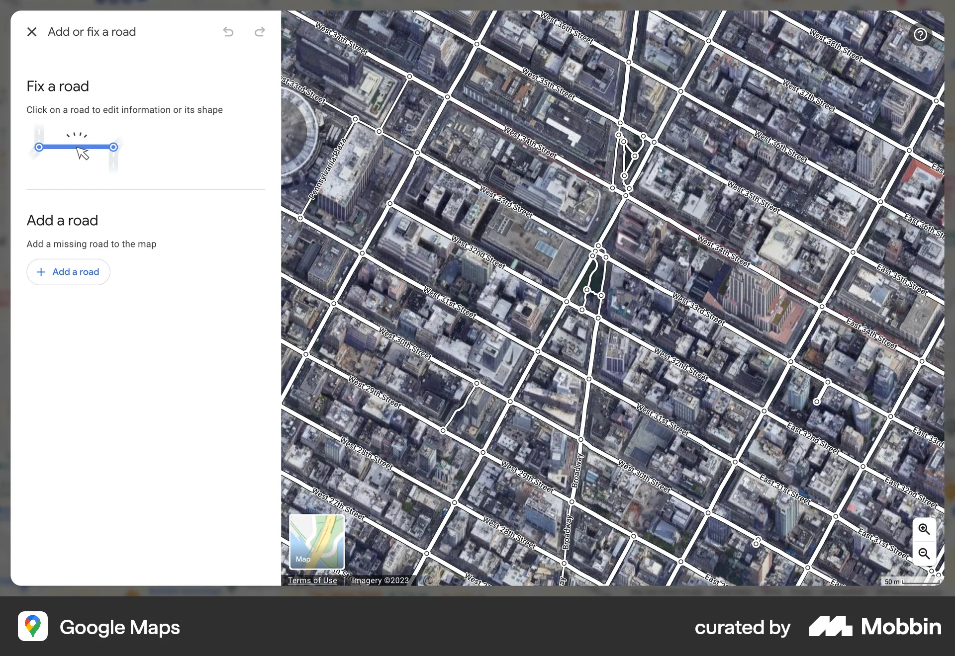 Google Maps Web screen containing Full-Screen Overlay UI element