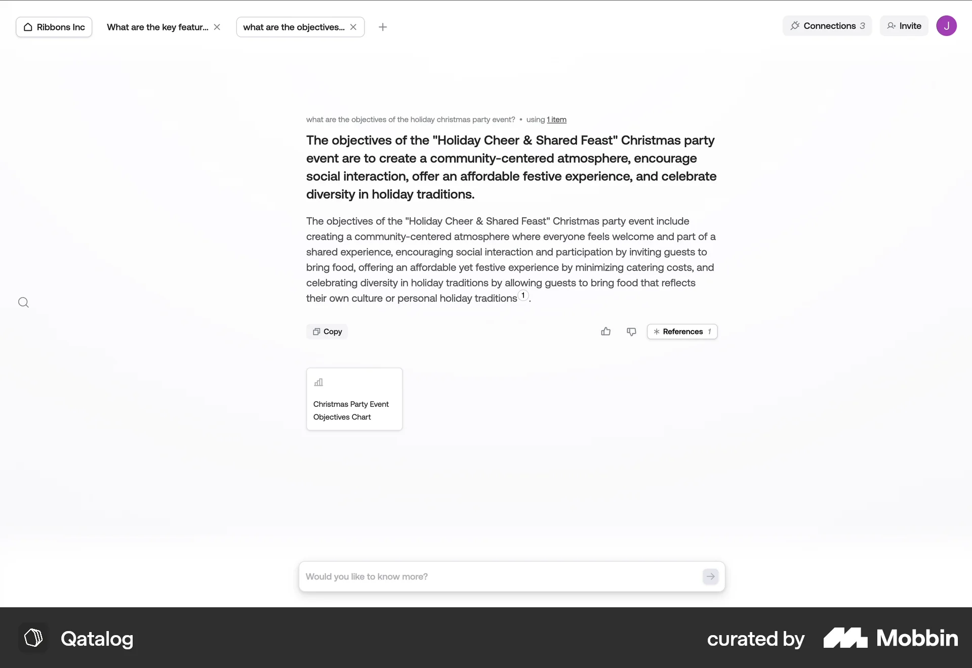 Qatalog Web Chat Bot screen