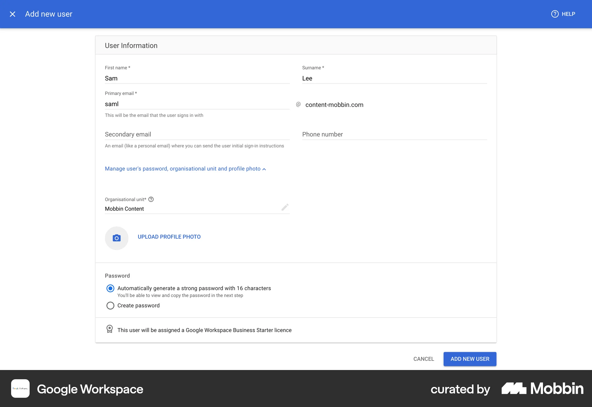 Google Workspace Web Upload & Download screen