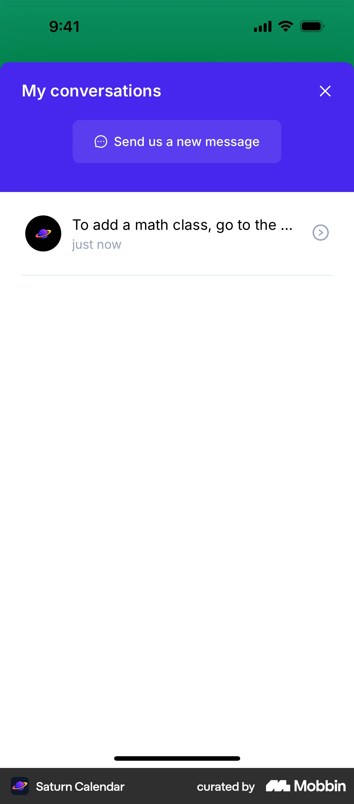 Saturn Calendar iOS Emails & Messages screen