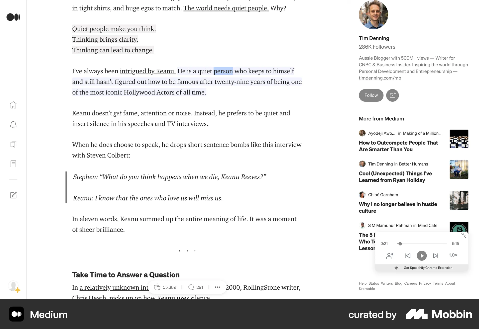 Medium Web Audio Player screen