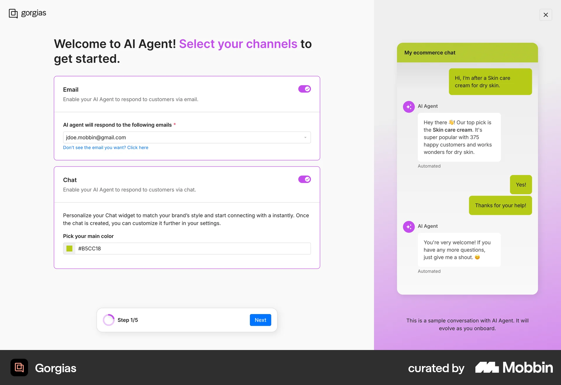 Gorgias Web screen containing Switch UI element