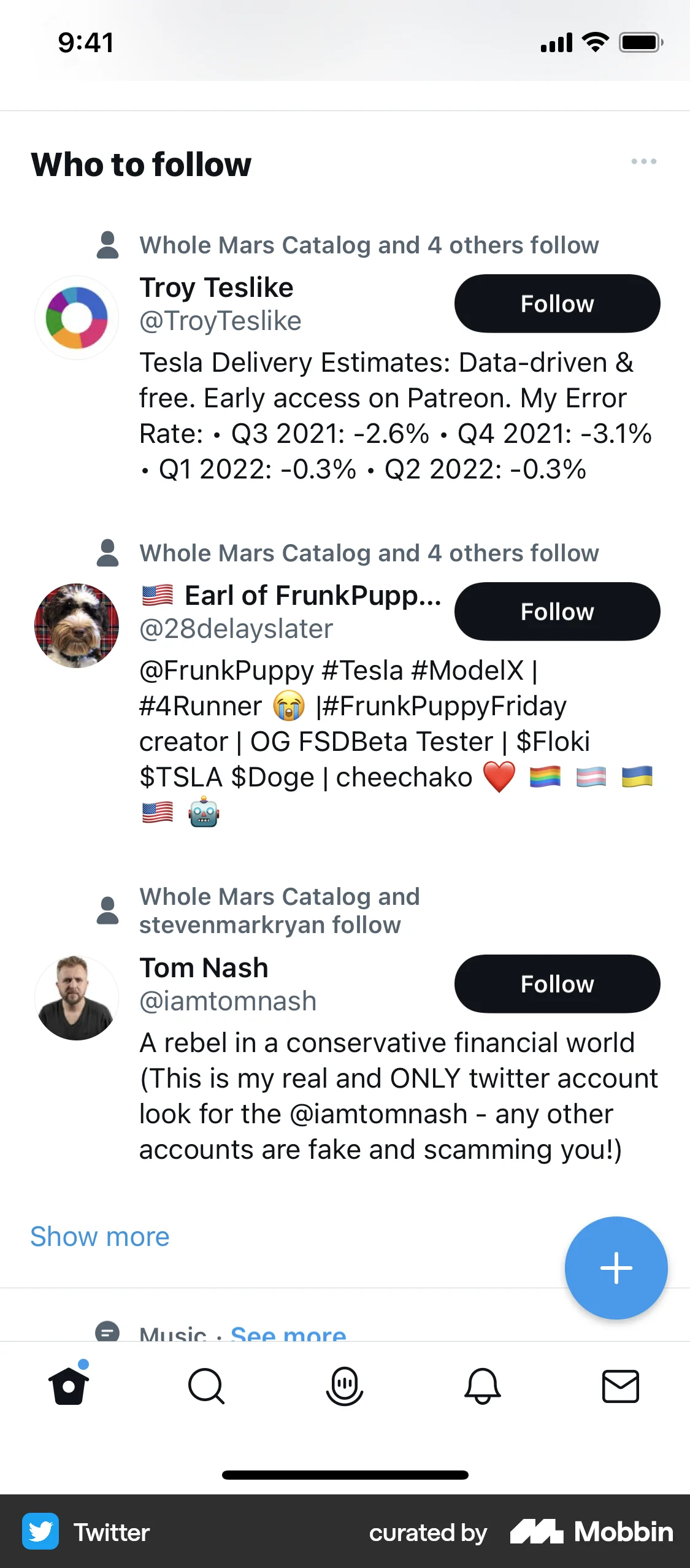 X iOS Social Feed screen