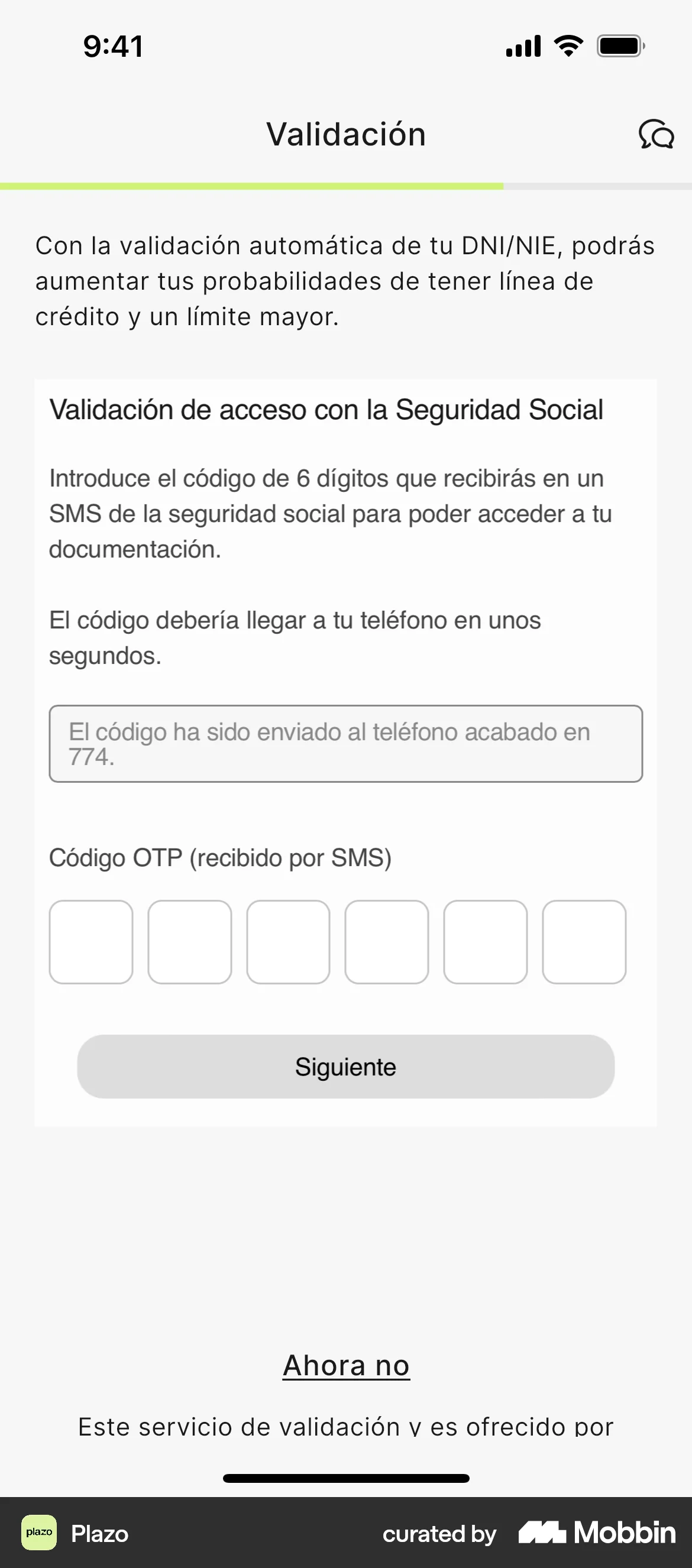 Plazo Onboarding screen