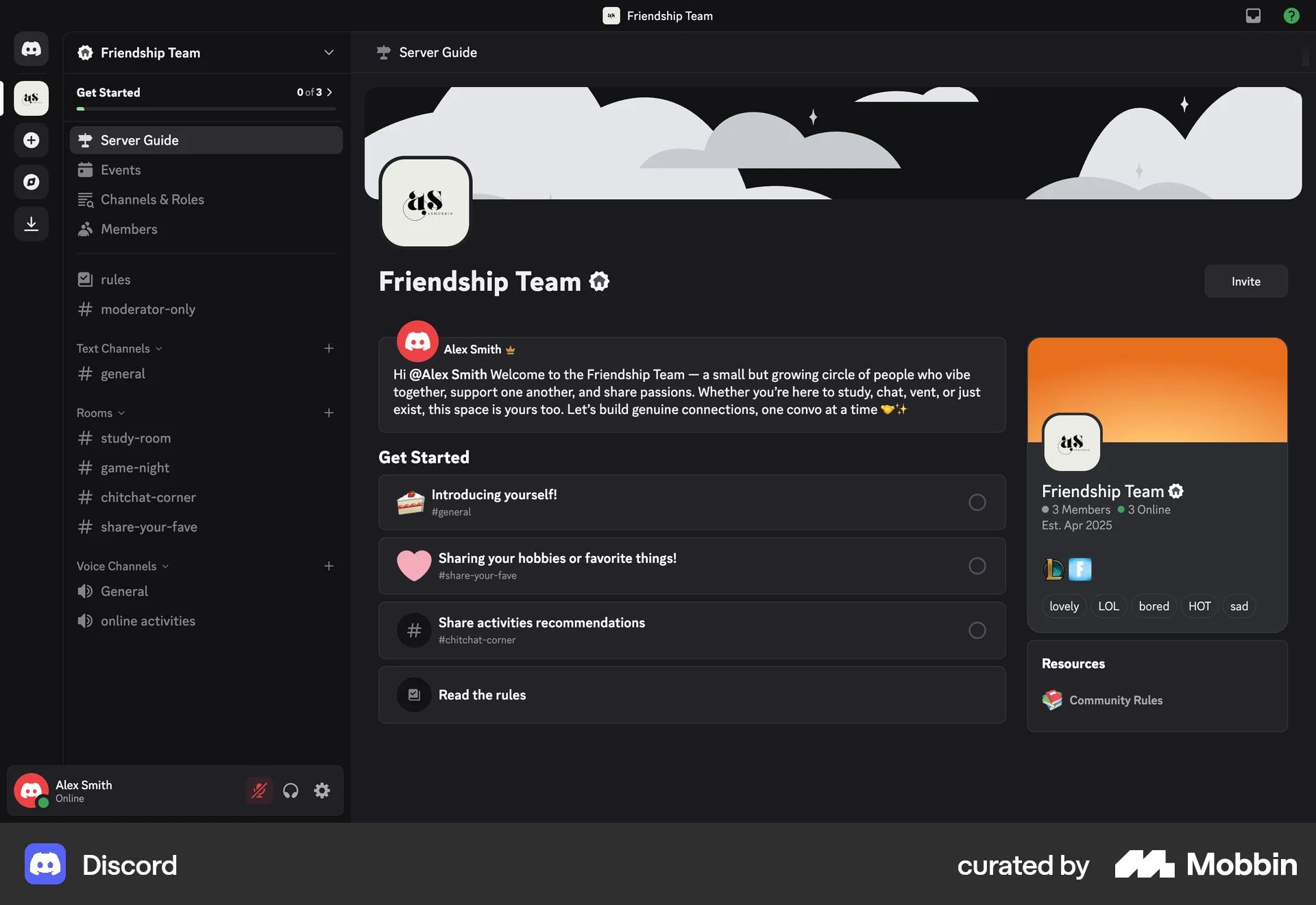 Discord Web User / Group Profile screen