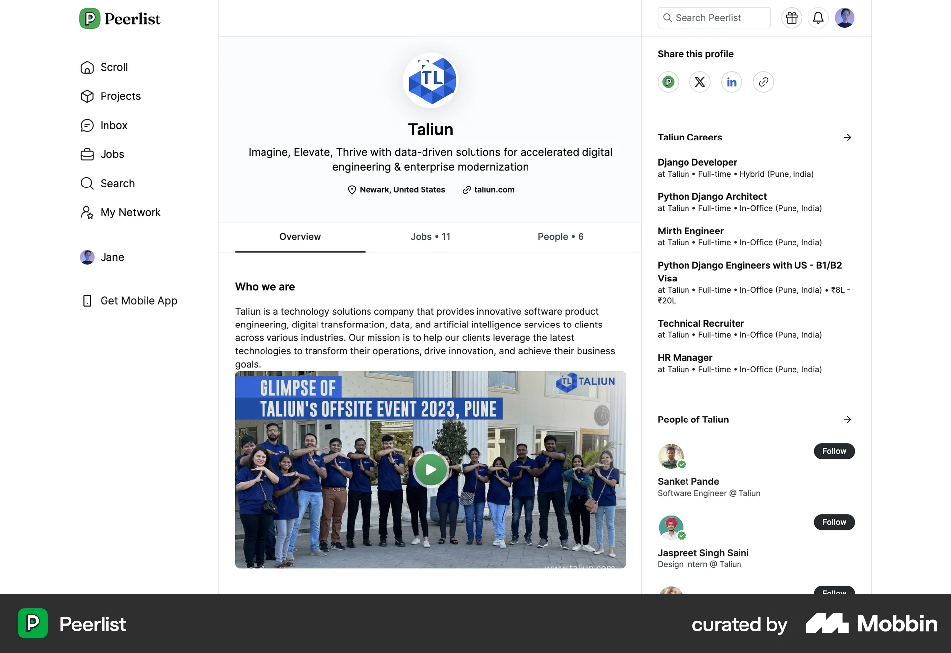 Peerlist Web Social Networking App screen