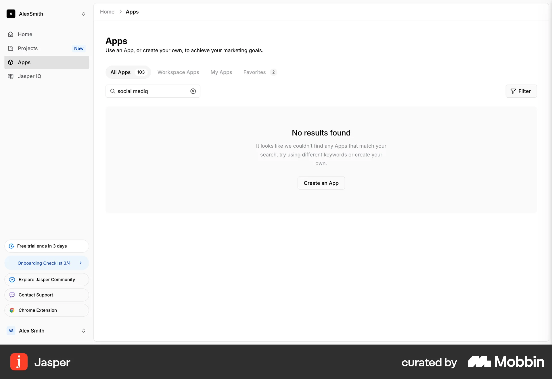 Jasper Web Search screen