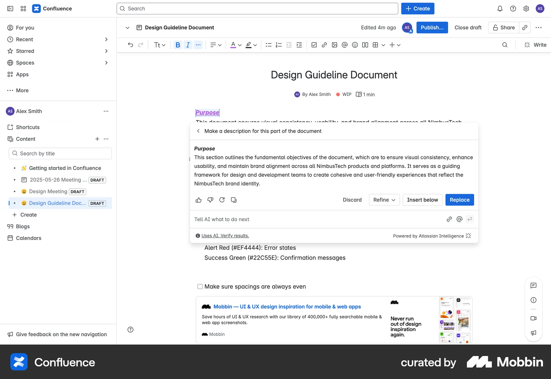 Confluence Web screen containing Rating Control UI element