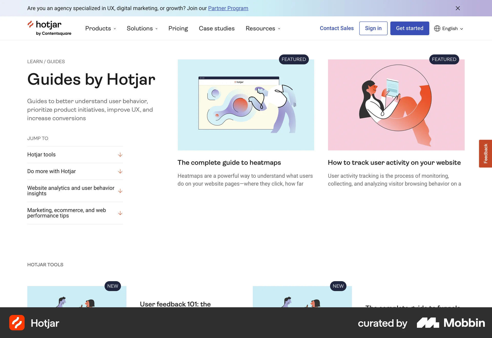 Hotjar Web screen containing Table of Contents UI element