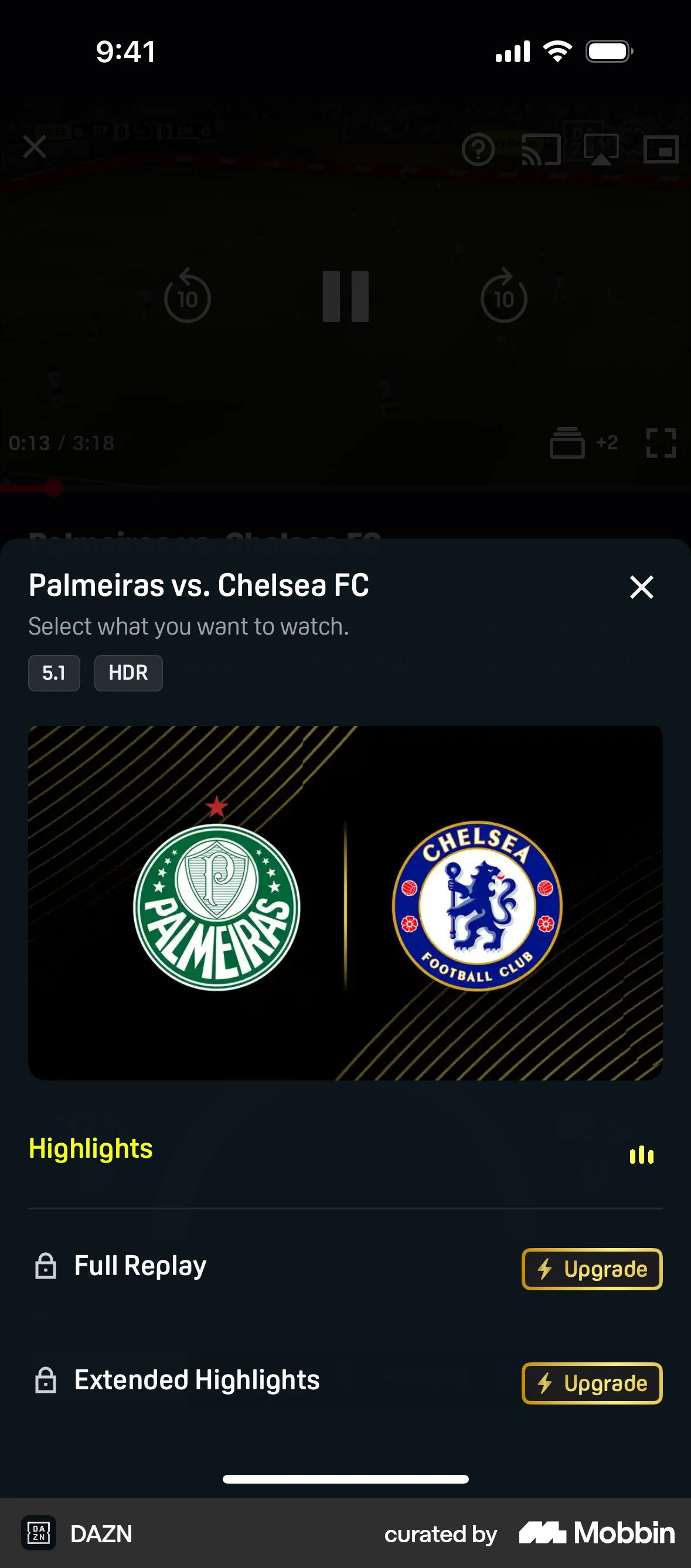 DAZN iOS screen containing Badge UI element