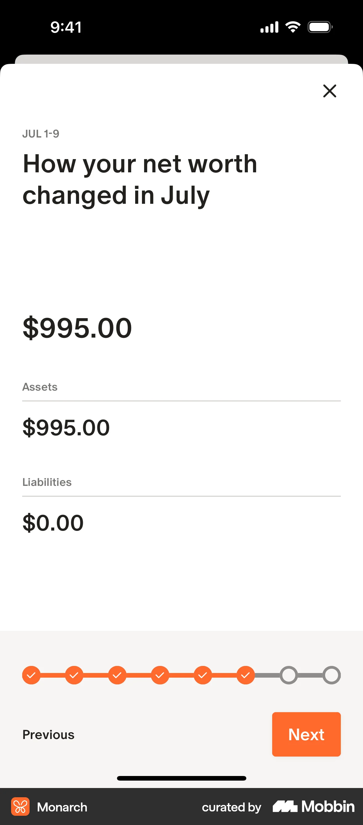 Monarch iOS Date & Time screen