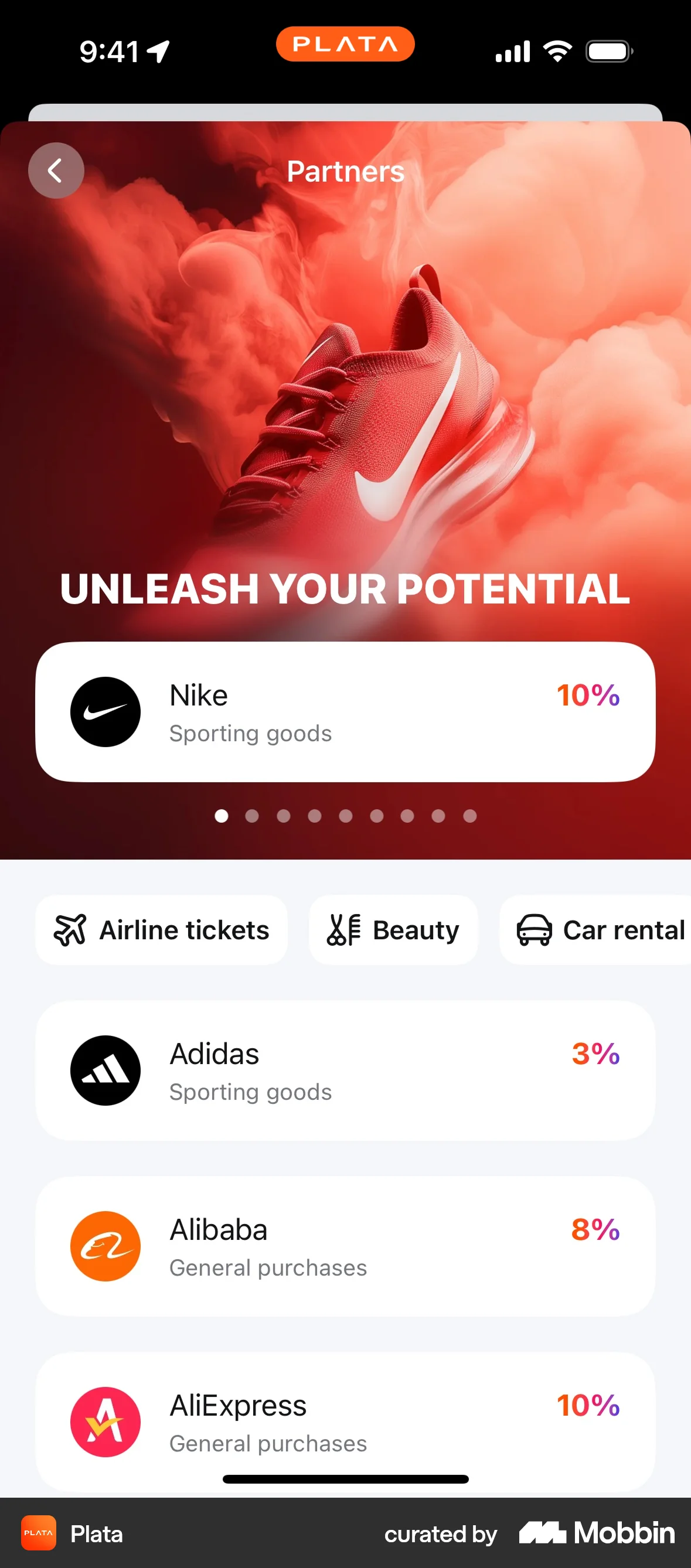 Plata Card iOS screen