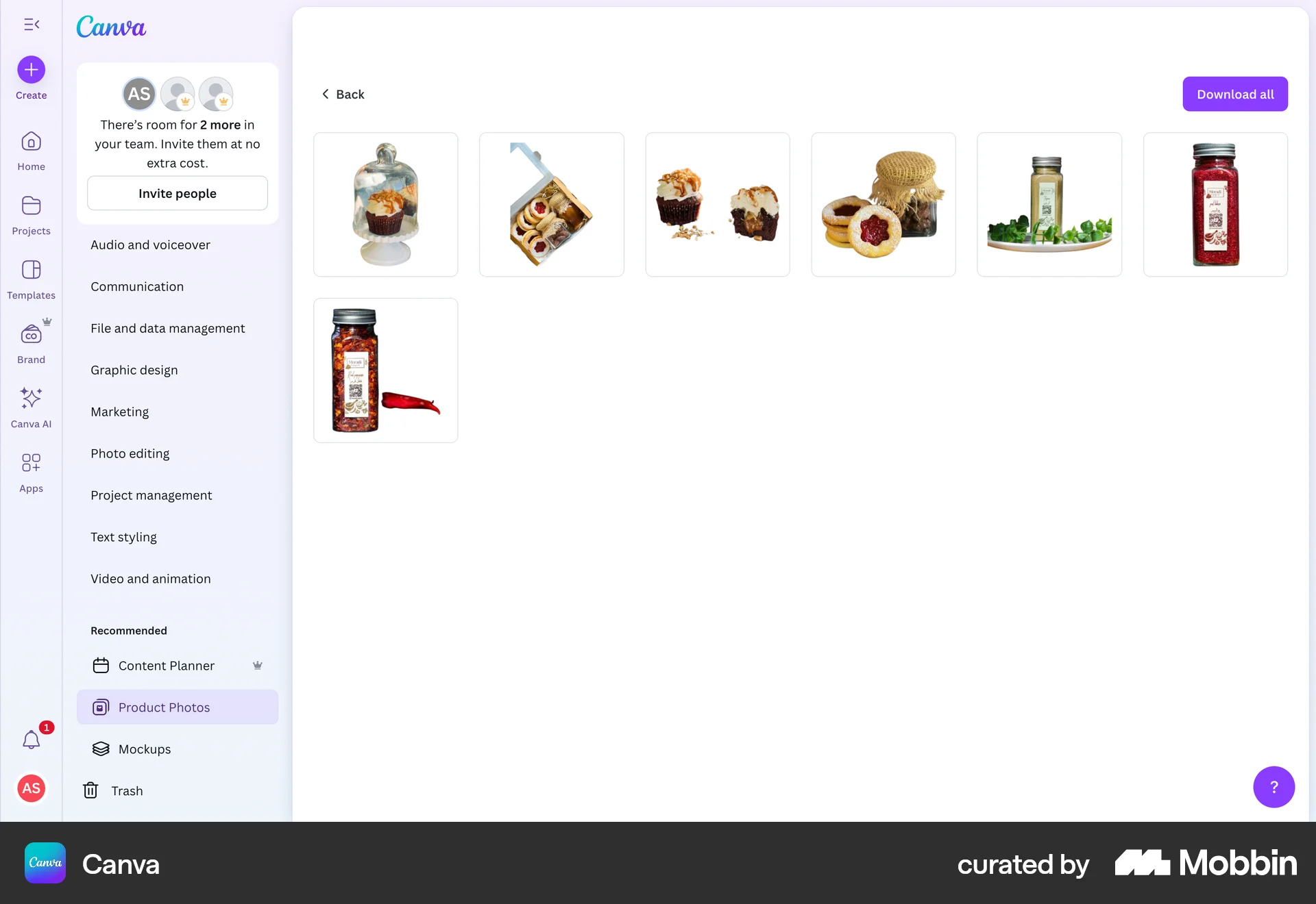Canva Web Upload & Download screen