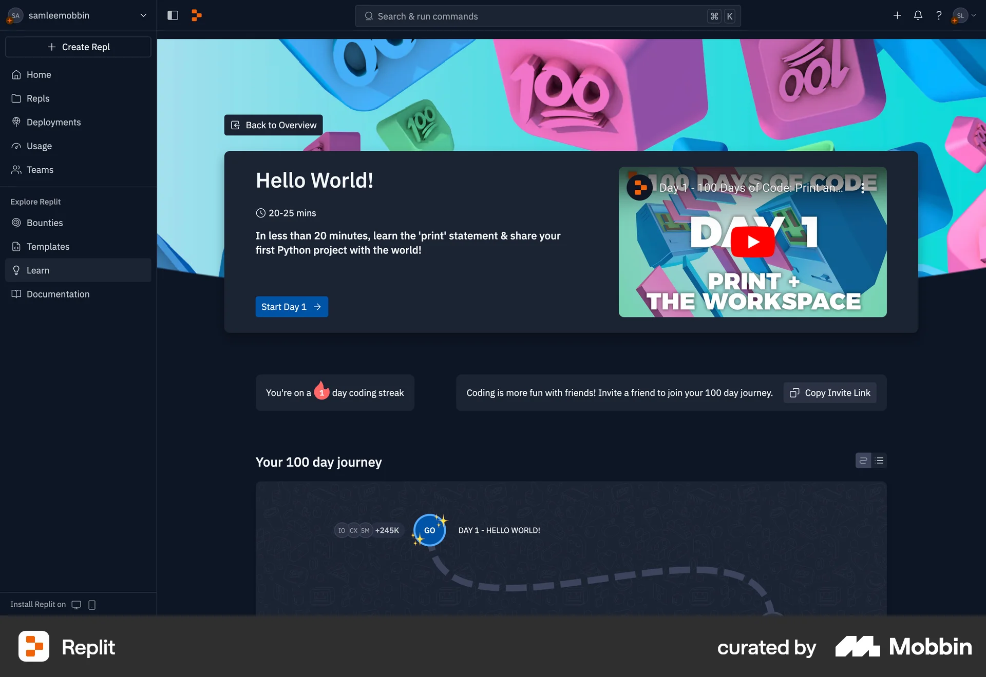 Replit Web Class & Lesson Detail screen