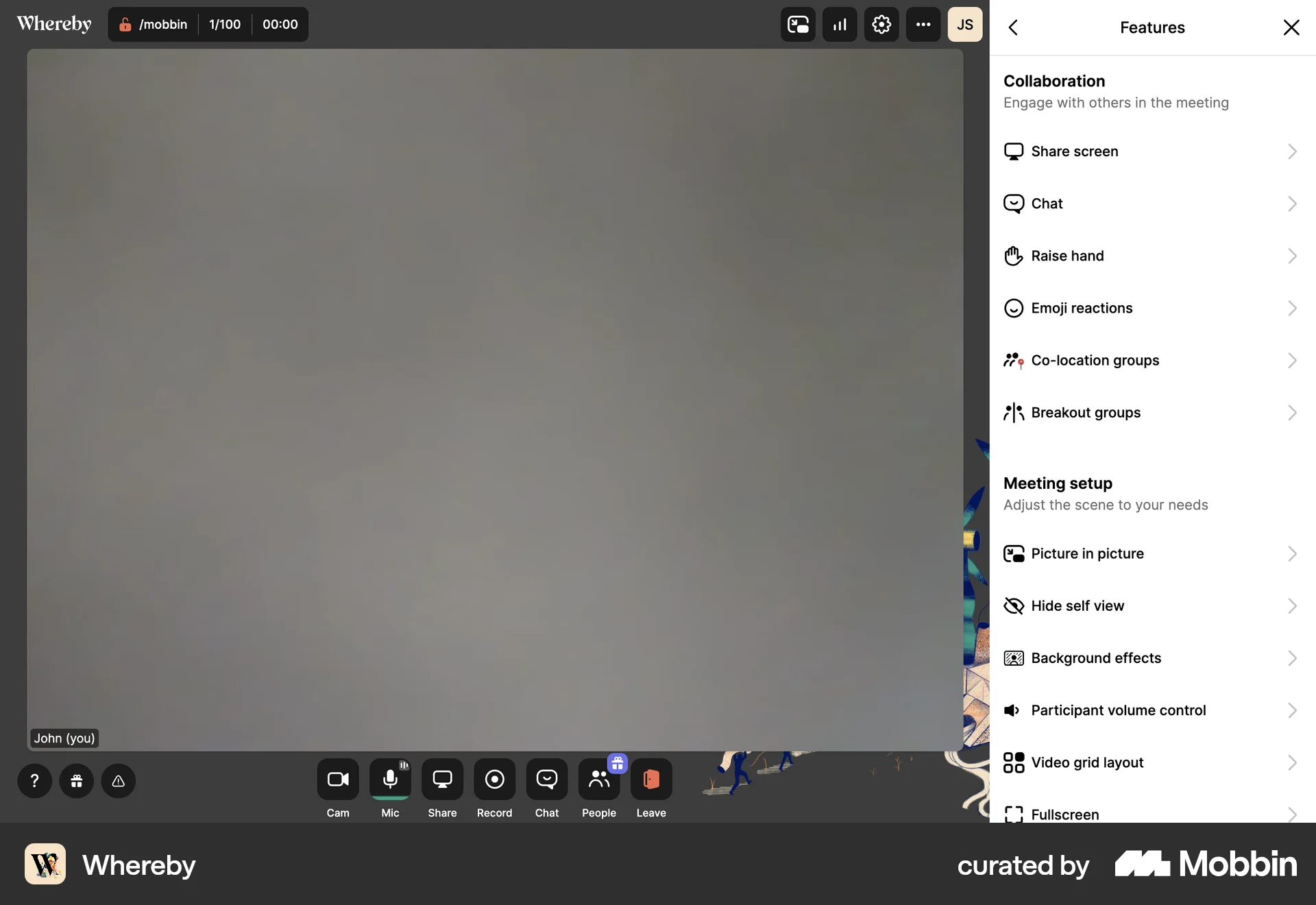 Whereby Web Help & Support screen