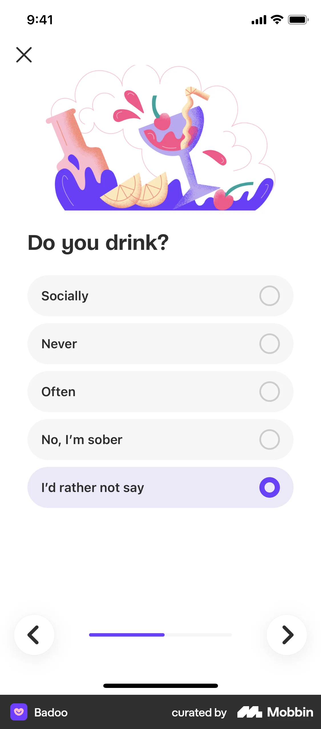 Badoo iOS Quiz screen