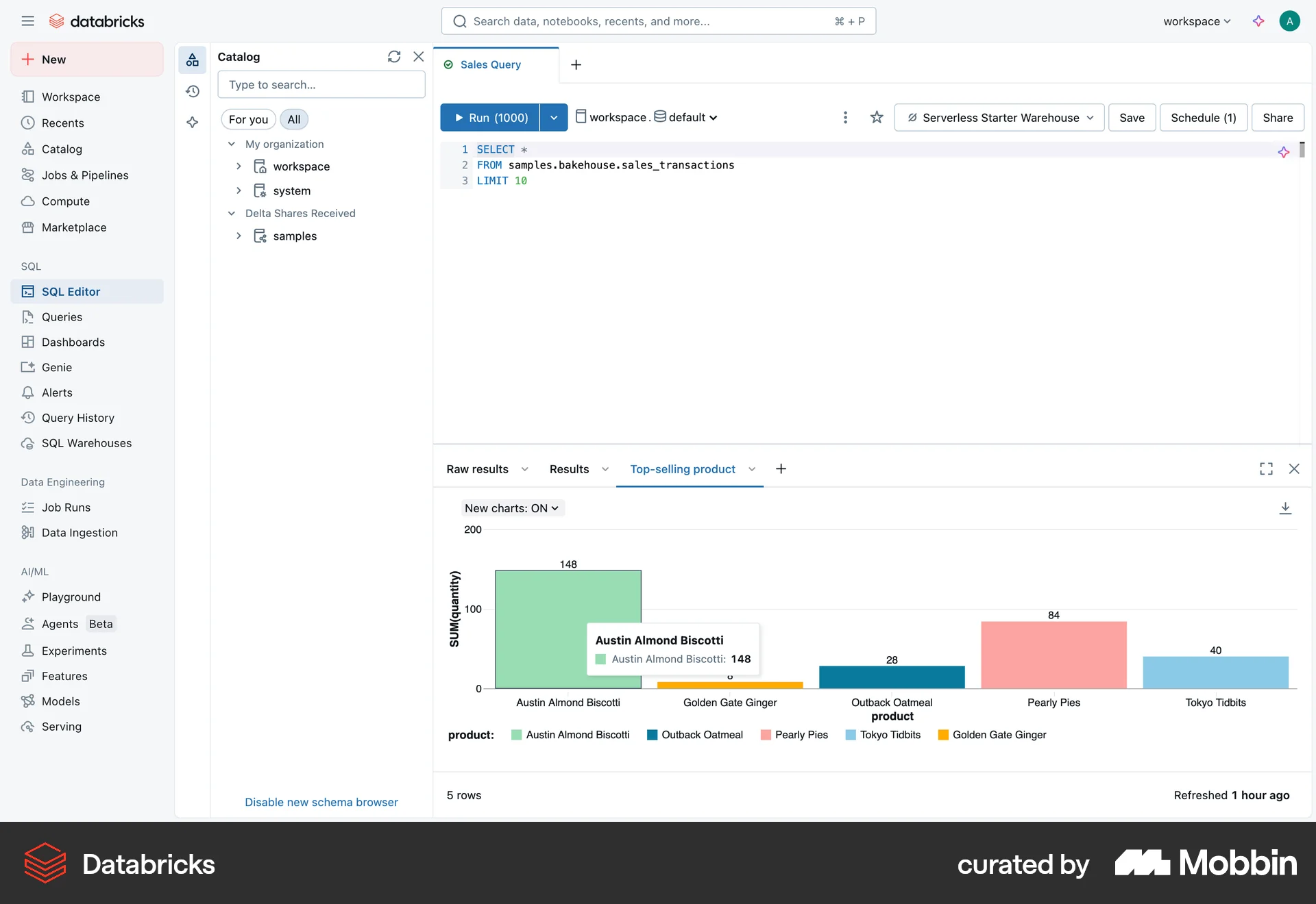 Databricks Web Charts screen