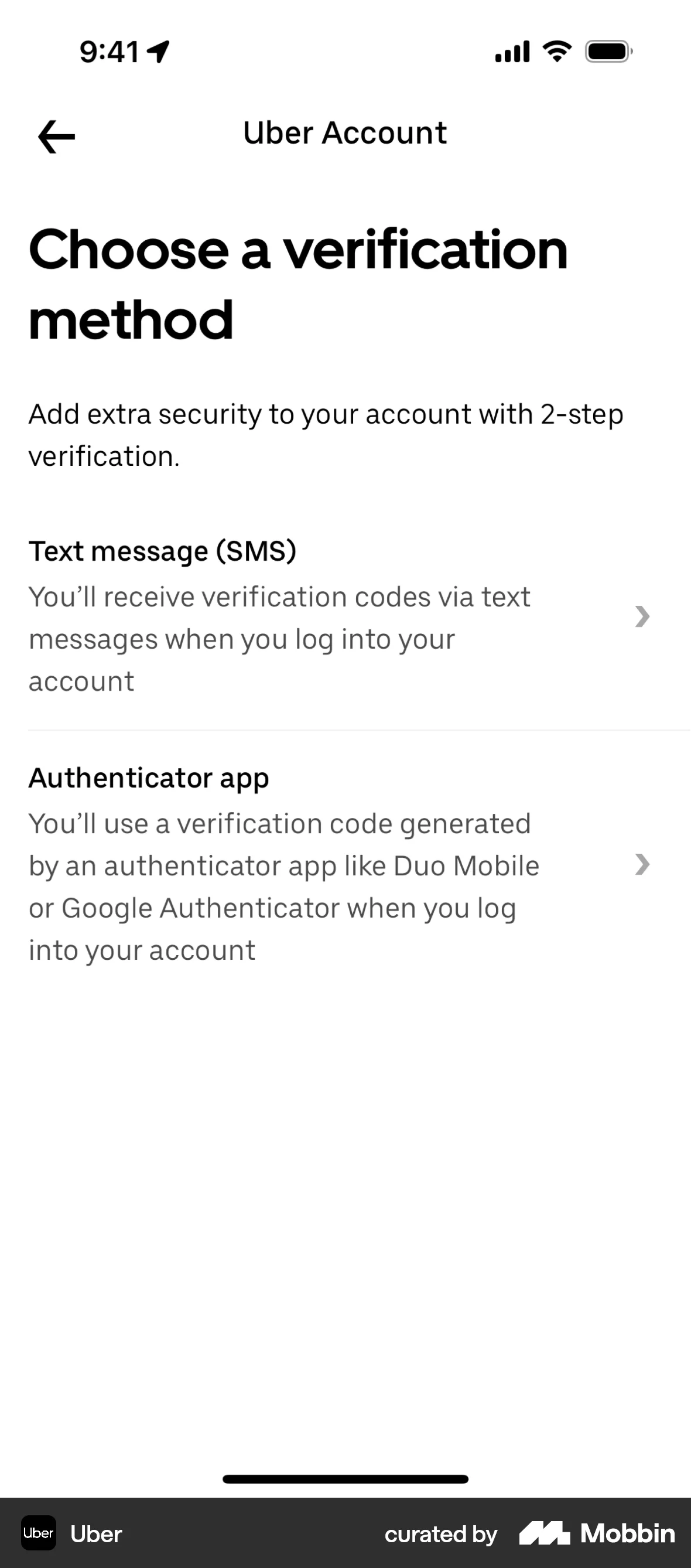 Uber iOS Verification screen