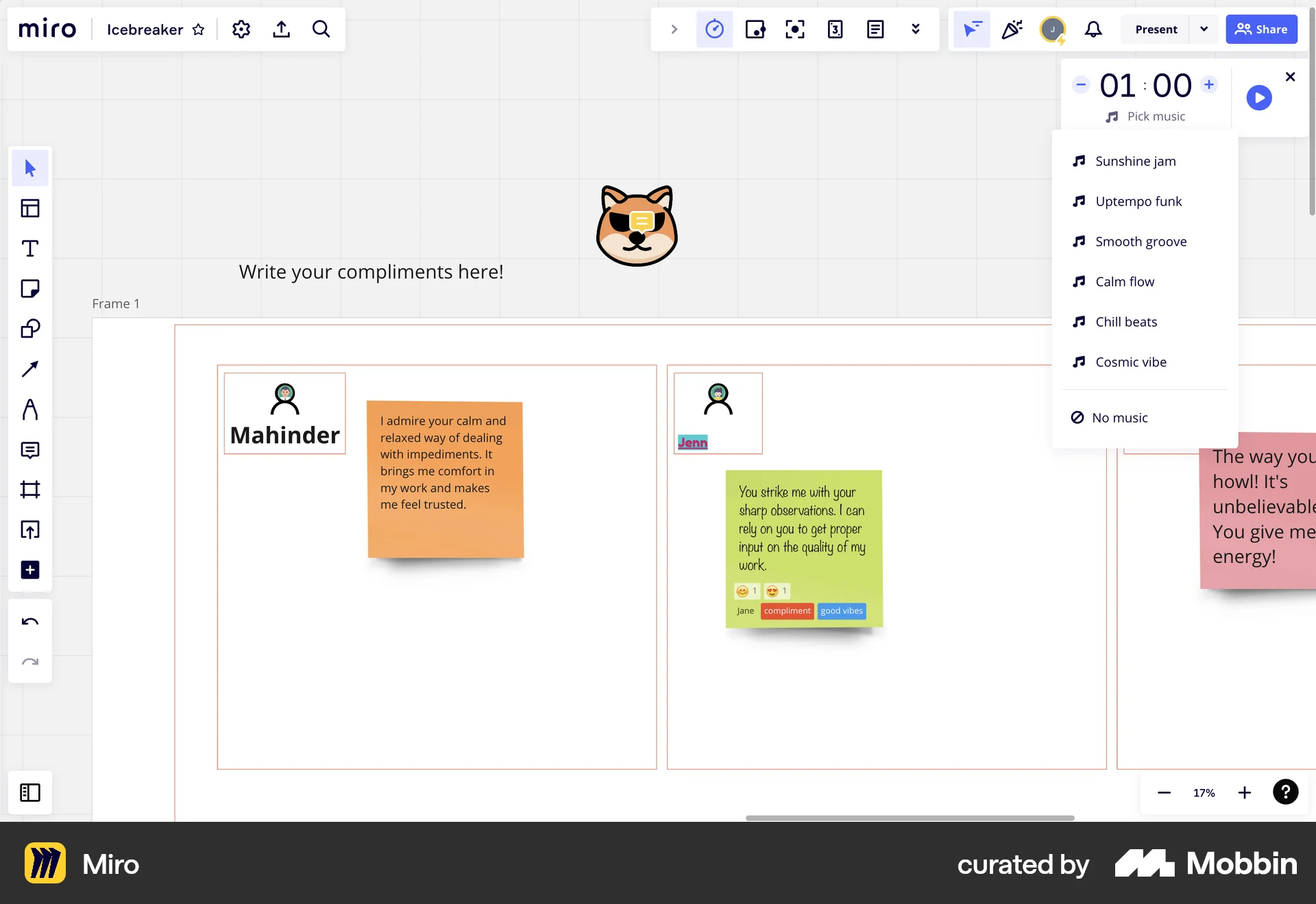 Miro Web Timer & Clock screen