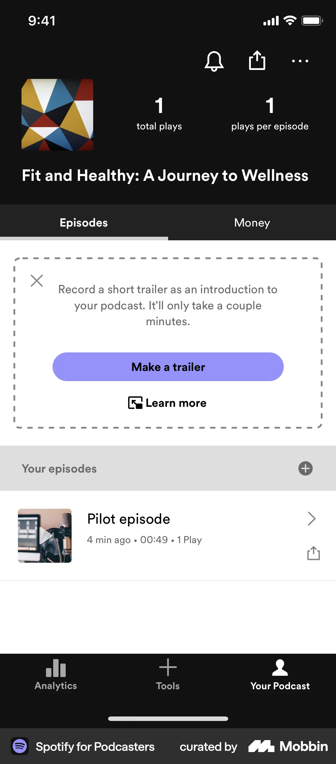 Spotify for Creators iOS Song & Podcast Detail screen