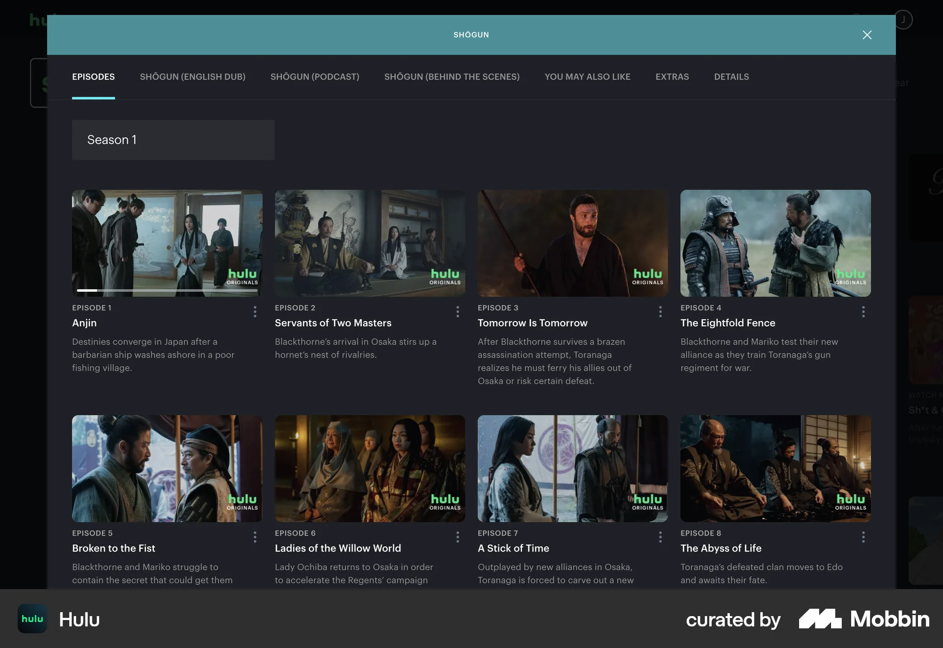 Hulu Web TV Show & Movie Detail screen