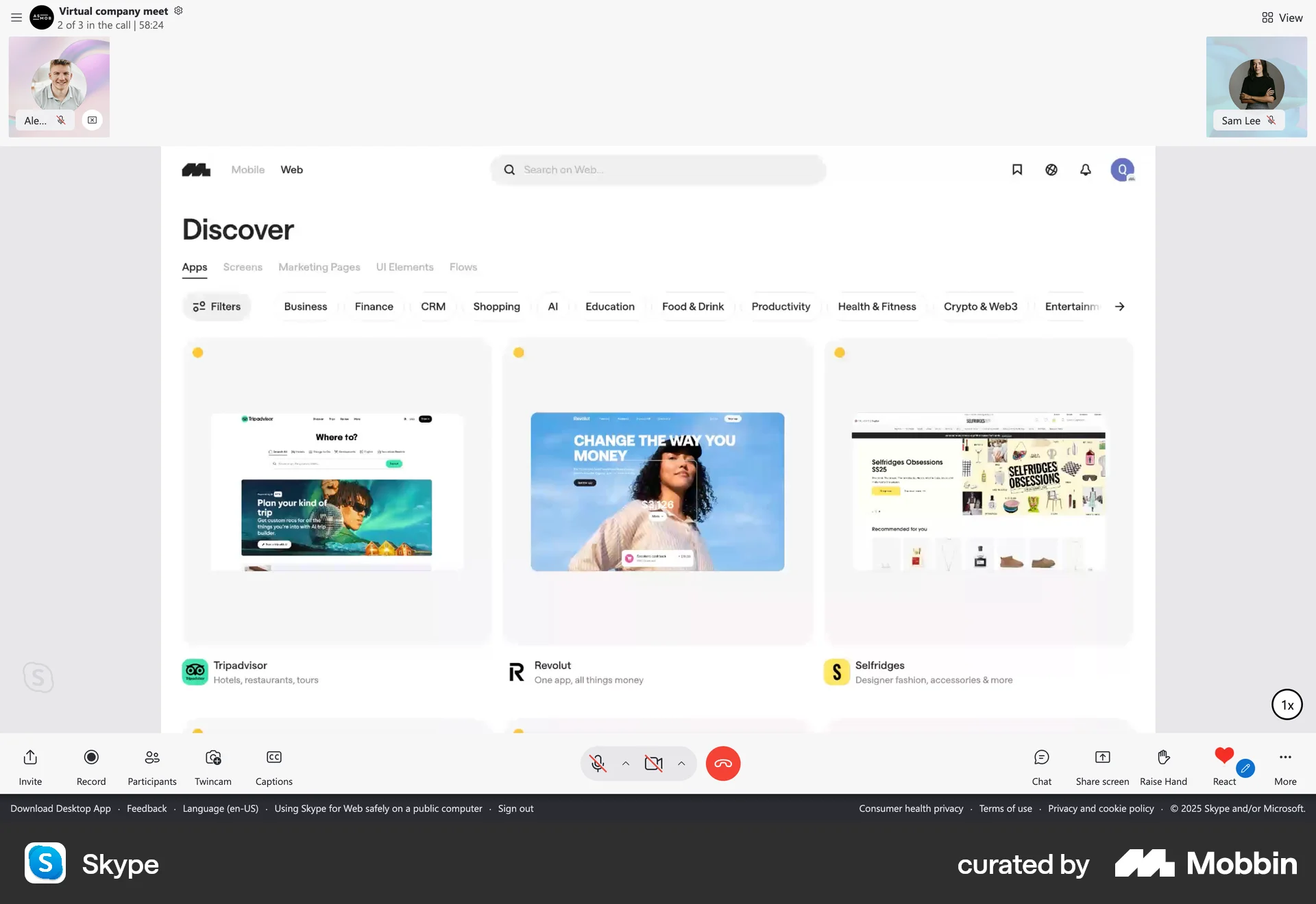 Skype Web Call screen