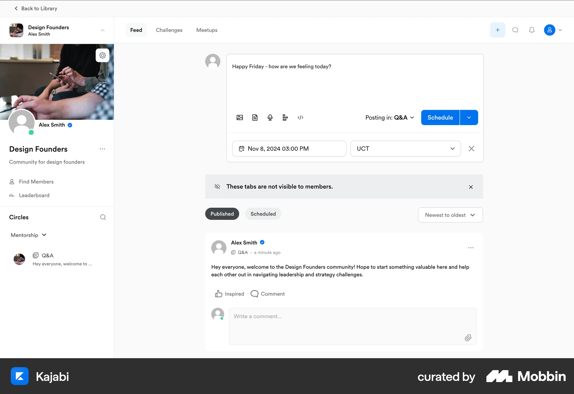 Kajabi Web Schedule screen