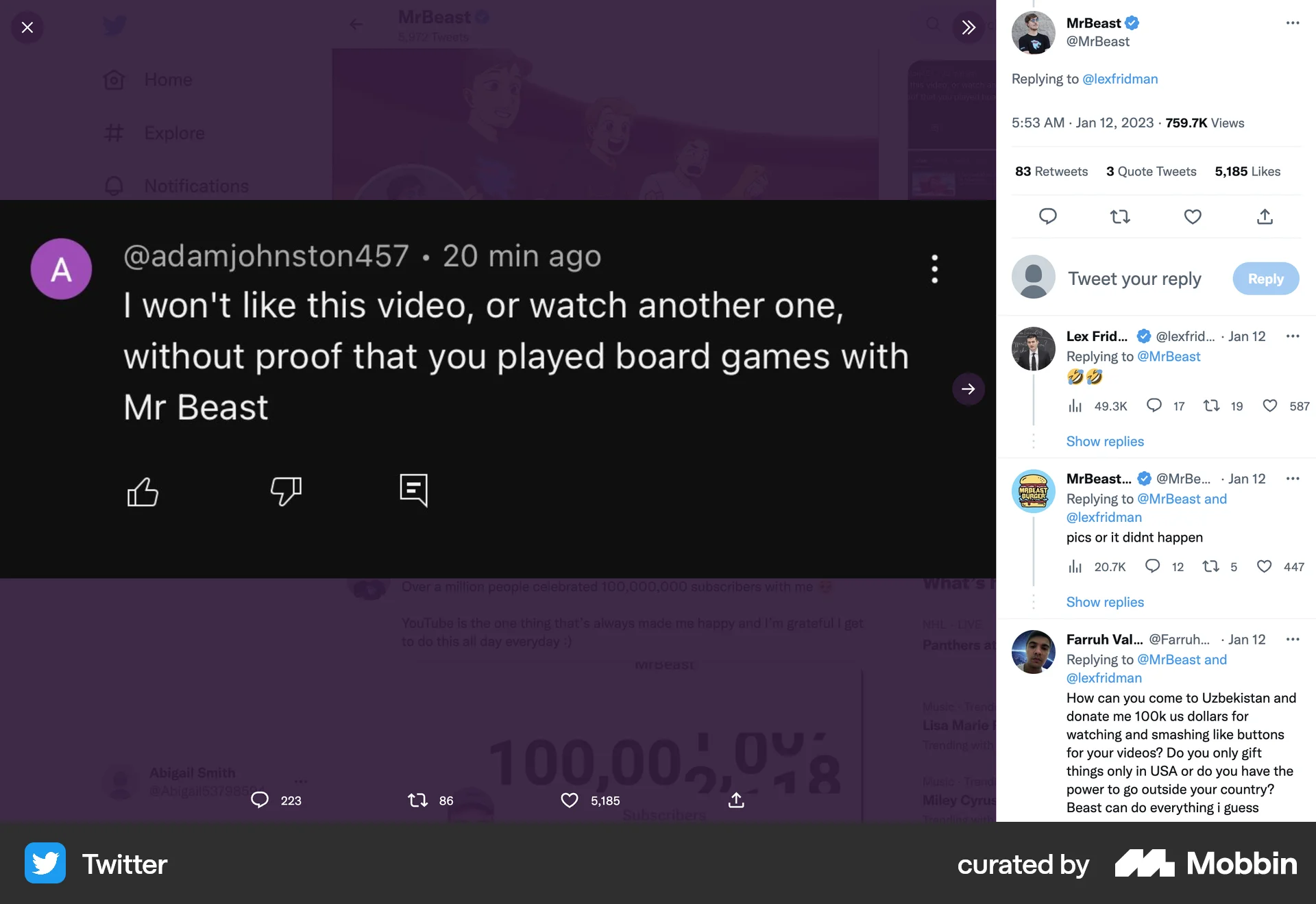 X Web screen containing Full-Screen Overlay UI element