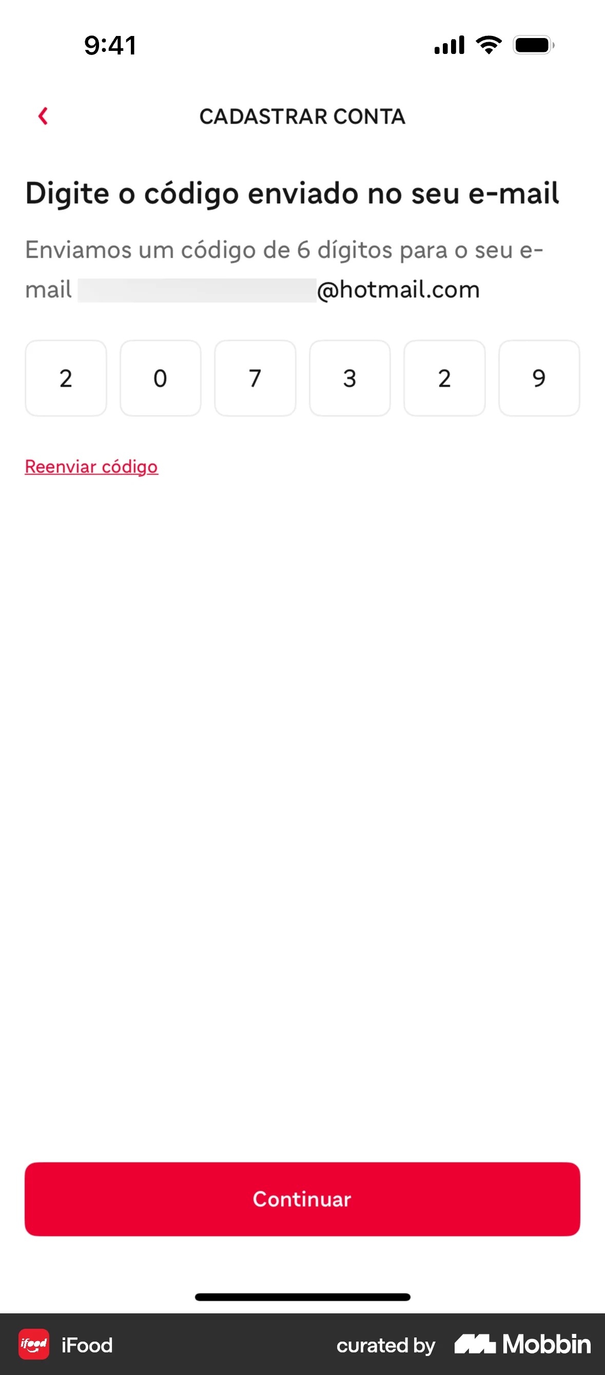 iFood iOS Verification screen