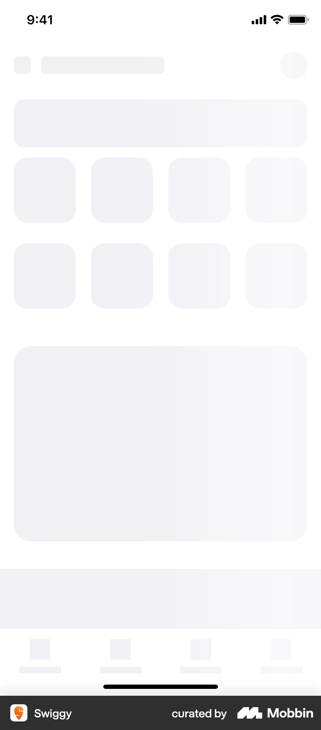 Swiggy iOS screen containing Skeleton UI element