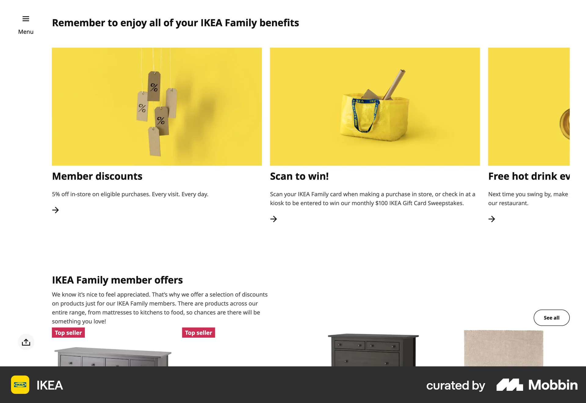 IKEA Web Promotions & Rewards screen
