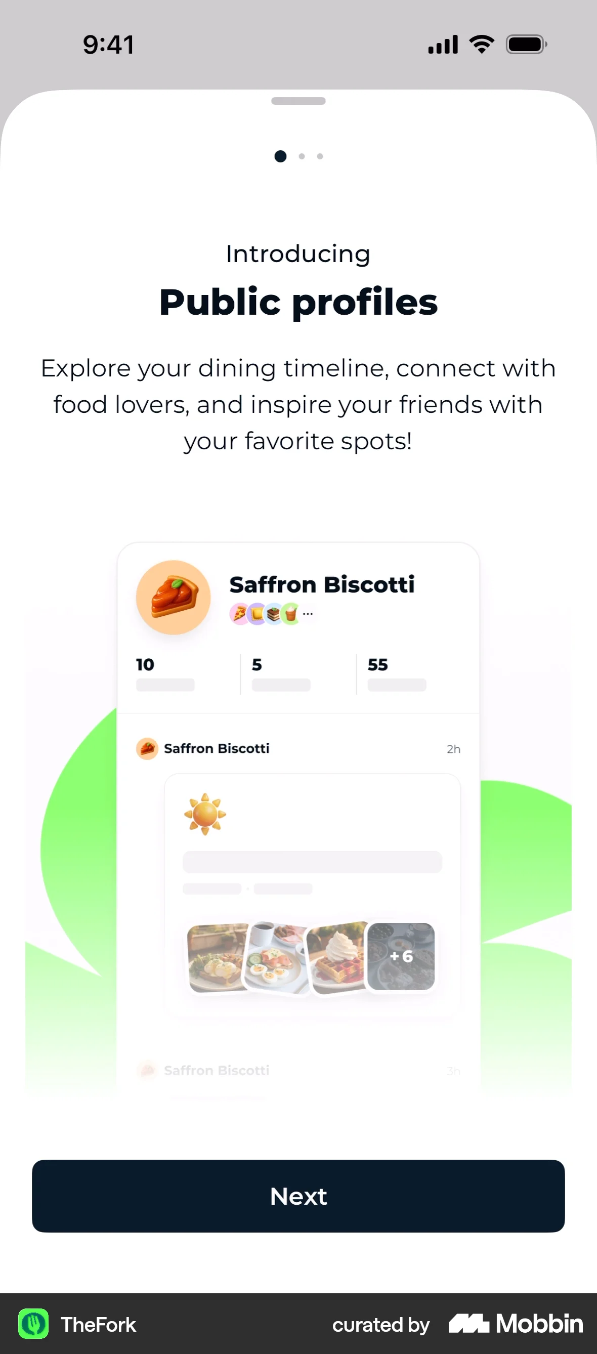 TheFork iOS screen containing Carousel UI element