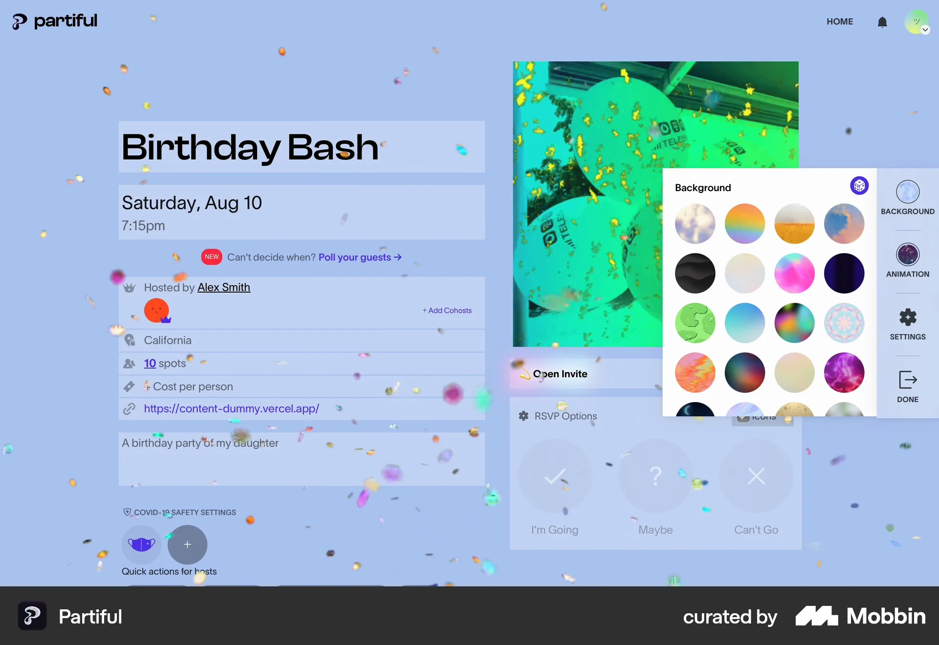 Partiful Web Lifestyle App screen