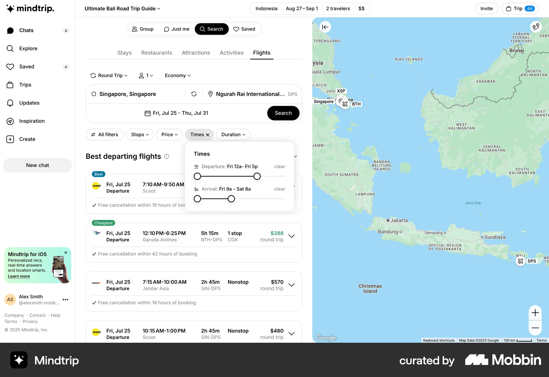 Mindtrip Web screen containing Slider UI element