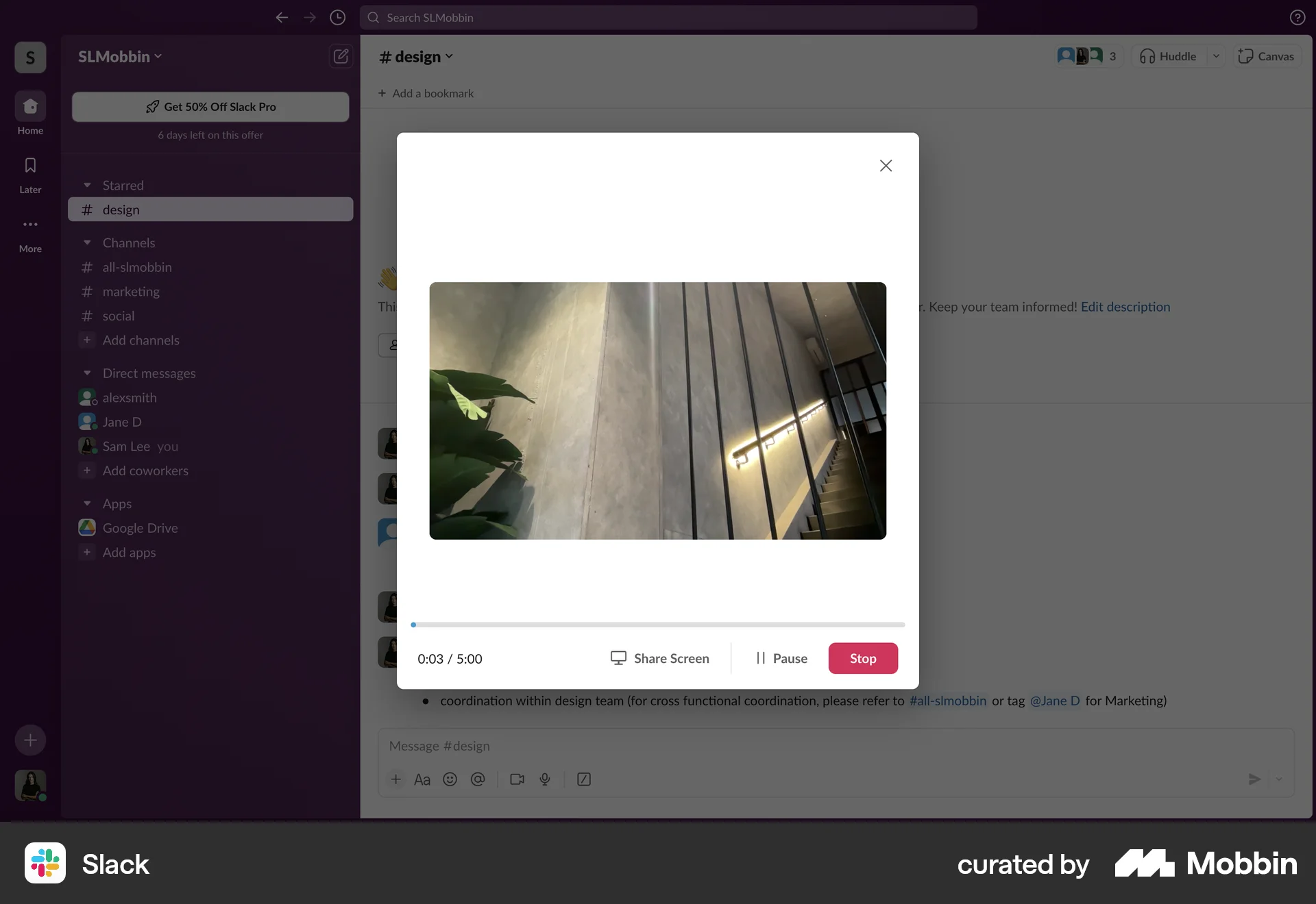 Slack Web Audio & Video Recorder screen