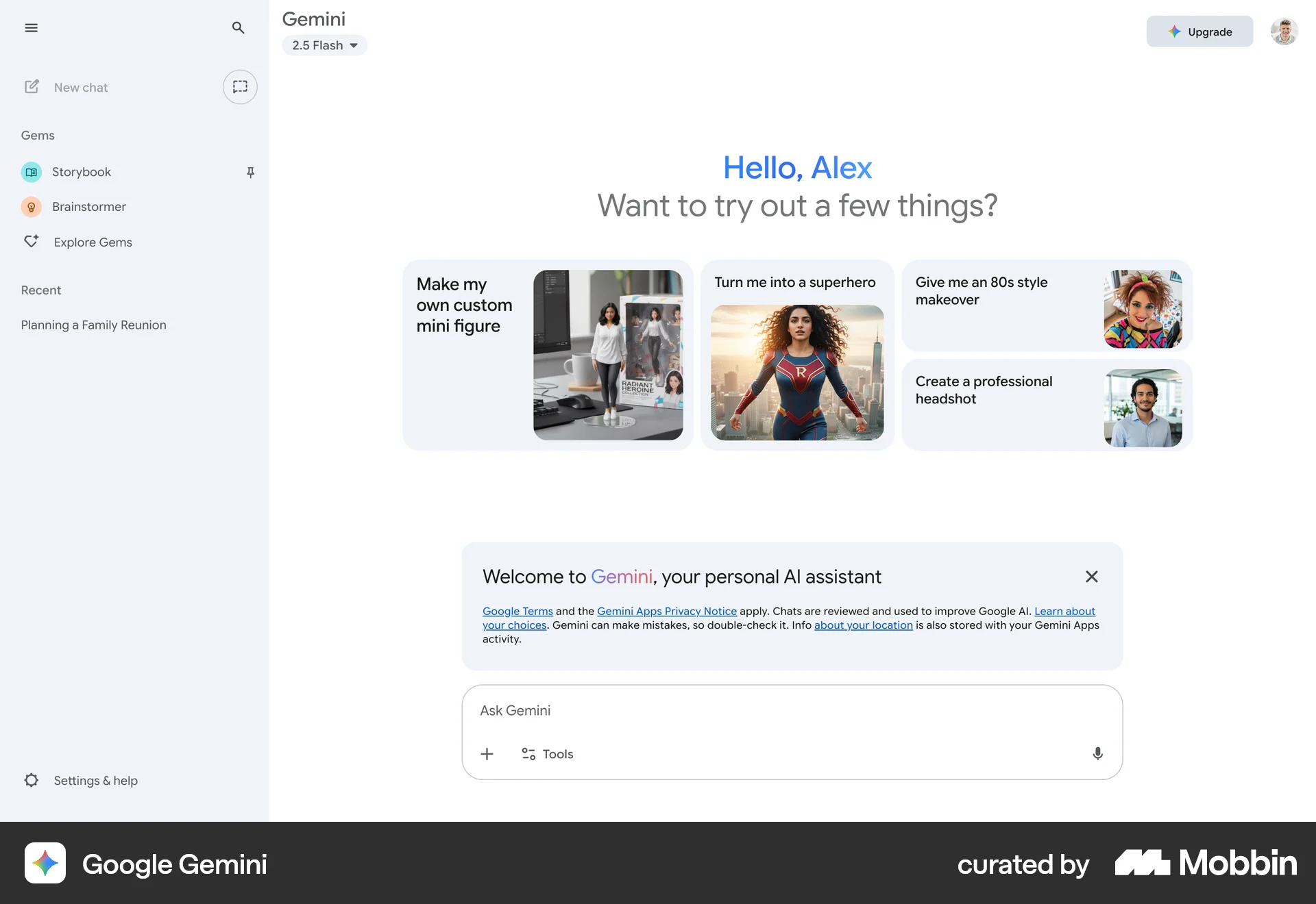 Google Gemini Web Chat Bot screen