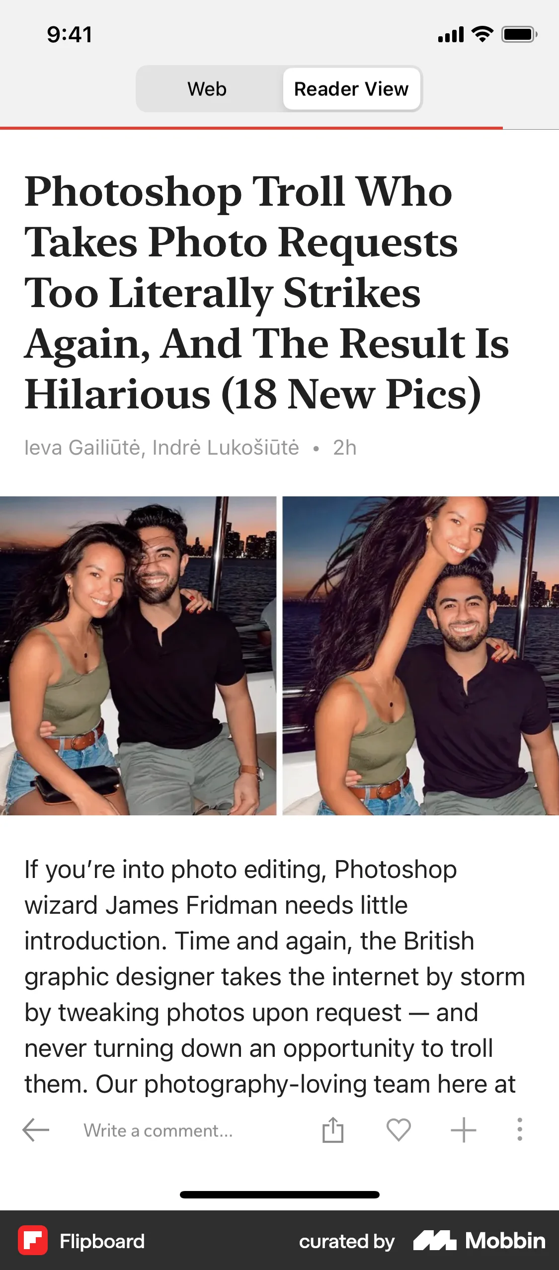 Flipboard iOS Article Detail screen