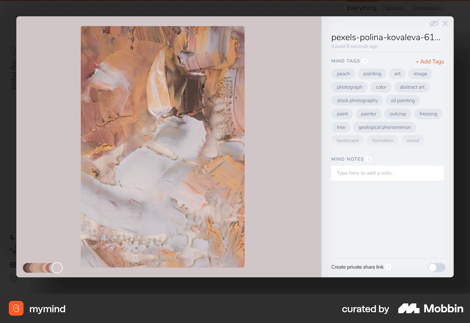 mymind Web Note Detail screen