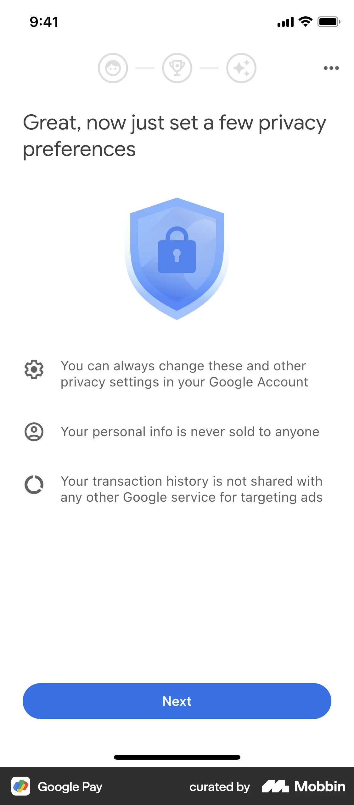 Google Pay Switching to US account screen