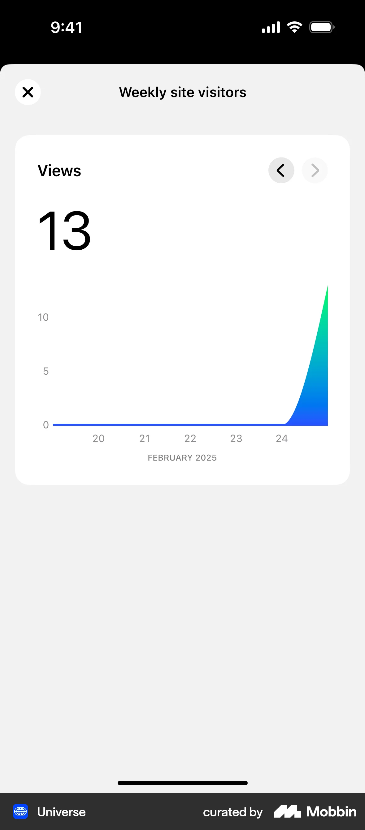 Universe iOS Graph UI Design screen